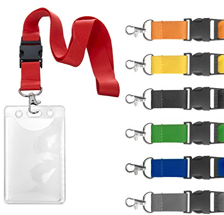 Karteo® Ausweishülle Weichplastik | vertikal | mit Schlüsselband orange mit Karabinerhaken