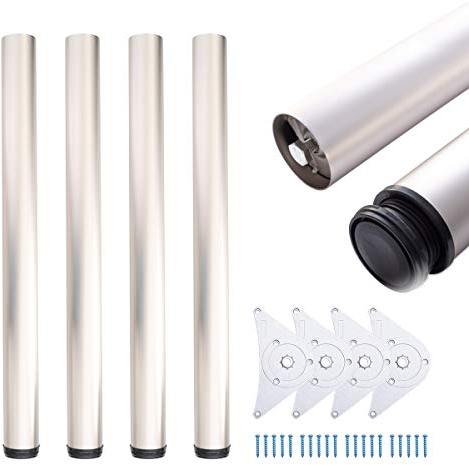 Sossai® Premium Pieds de Table TBS | réglable en Hauteur (+2cm) | Design: Satin | Lot de 4 | Hauteur: 110 cm (1100 mm) | Outils pour l'assemblage Inclus