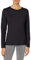 Hanes Women's Long Sleeve Cotton T-Shirt, Lightweight Crewneck Tee, Modern Fit, Ebony, XL
