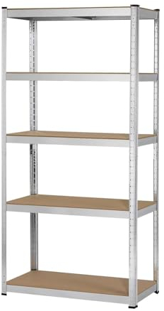 Brigros - Scaffale Metallo Garage 180x90x40cm Ad Alta Portata 875kg, 5 Ripiani Mdf, Scaffale Salvaspazio Ideale Per Garage, Officina, Cantina, Magazzino, Design Modulare (1)