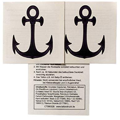 20 x Anker Tattoo groß - Marine Anker-Tattoo - nautischer Anker - Anker Mottoparty - Anchor (20)
