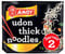 Amoy Straight To Wok Udon Thick Noodles, 2 x 150 g