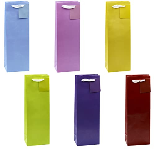 TSI Sac cadeau Série Couleurs tendance, lot de 12, taille : bouteille (36 x 12 x 8 cm), N° d'art. 86291