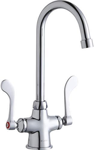 Elkay LK500GN05T4 Single Hole Concealed Deck Faucet with Gooseneck Spout and Wristblade Handles, Chrome