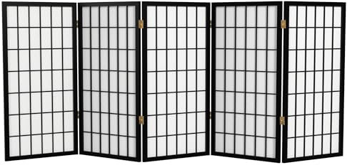 Orientalische Möbel, 91 cm Shoji Fensterscheibe, hoch, 5 Paneele, Schwarz