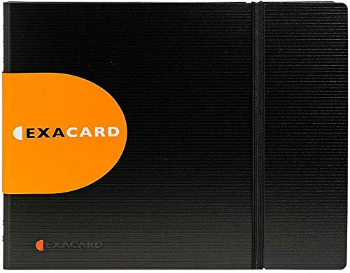 Exacompta - Réf. 75134E - Carton de 5 Porte-cartes de visite amovible à spirales Exacard - livré avec 20 pochettes détachables - pour 240 cartes - fermeture par élastique - format à classer 85x55 mm