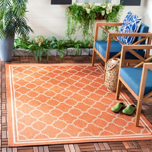 SAFAVIEH Courtyard Collection 5'3 x 7'7 Terracotta / Bone CY6918 Trellis Indoor/ Outdoor Splashproof Easy Scrubbing Patio Backyard Mudroom Area Rug