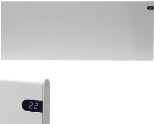 Adax Neo Electric Panel Heater/Convector Radiator With Timer, Thermostat, Modern, Slimline, Wall Mounted, White, 1200W