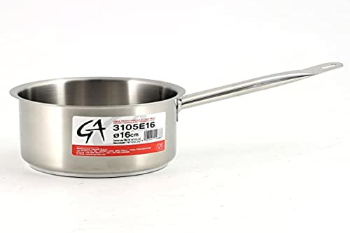 Pentole Agnelli COIX3105E16 Linea Acciaio Casseruola Alta con Manico, Argento, 16 cm