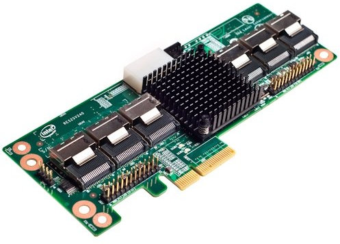 Intel RES2SV240 RES2SV240 SAS-Controller-Expander mit 24 Anschlüssen, Serial ATA/600, PCI Express x4, Plug-in-Karte, RAID-unterstützt, 6 SAS-Ports insgesamt, 6 SAS-Port(s) intern, RES2SV240
