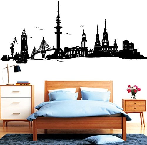 Wandtattoo Hamburg Skyline Wandsticker Heimat in 30 versch. Farben und 3 Größen