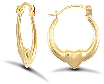 Jewelco London Ladies 9ct Yellow Gold Simple Claddagh (Chladaigh) Creole Earrings