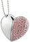 Ciway Diamant USB Flash Drive, Cordiform Motif Pendentif Collier USB 2.0 Mémoire Disque 4GB Rose