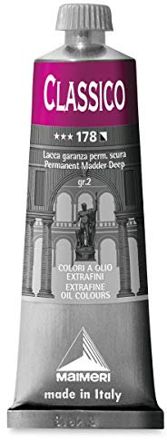Maimeri CLASSICO 60 ml, Extra feine Künstlerölfarbe, Farbton Permanentkrapplack dunkel