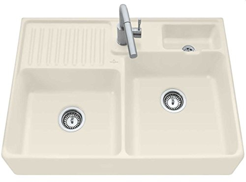 Villeroy & Boch Spülstein Doppelbecken Ivory Keramikspüle Beige Aufsatzbecken