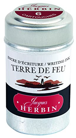 Jacques Herbin 20147T Tintenpatronen Dose mit 6 Patronen für Standardfüller Packung, feuerrot