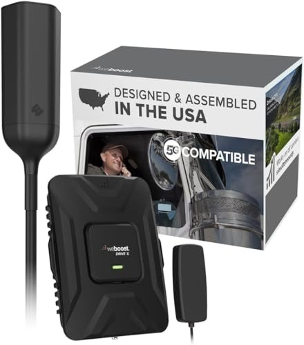 weboost Drive 4G - Kit de refuerzo de señal para teléfono móvil - Este amplificador de señal de camión de vehículo mejora las señales de células 4G LTE, Drive 4G-X OTR