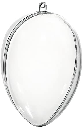 1 Acryl-Ei 16cm transparent teilbar mit Aufhängeöse Ostern Osterei zum Bemalen