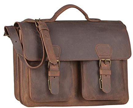 Ruitertassen Ranger kleine Aktentasche 38cm Leder braun Herren Damen | Schultasche, Lehrertasche, 2 Fächer