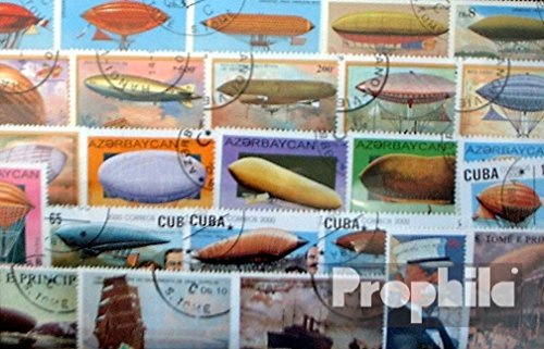 Prophila Collection Motive 50 Verschiedene Zeppeline Marken (Briefmarken für Sammler) Flugzeuge/Ballons/Zeppeline/Luftfahrt