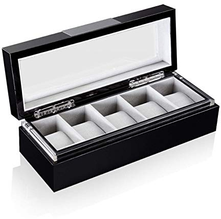 HEISSE & SÖHNE SEIT 1976® Uhrenbox Executive 5 Schwarz mit Sichtfenster für 5 Armbanduhren