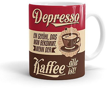 Kaffeebecher aus Keramik DEPRESSO 330ml Tasse Kaffeetasse Becher von Sticky Jam
