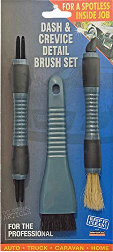 Professional Dash & Crevice 3 Detail Cleaning Bristle & Brush Set