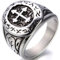 JewelryWe Kreuz Ring Herren Siegelring: Biker Herren-Ring Edelstahl Vintage Kreuz Ovale Siegelringe Freundschaftsringe Verlobung Hochzeit Band Bandring mit Gravur Schwarz Silber Größe 65