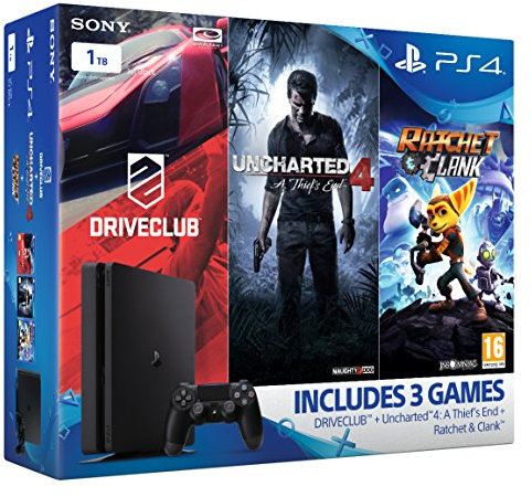Sony PlayStation 4 1TB Slim Mega Pack Bundle (Uncharted 4, Ratchet and Clank, DriveClub)