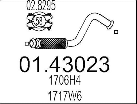 MTS 01.43023 Abgasrohr Auspuffrohr Vorne 545mm 1,4kg