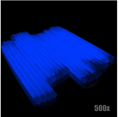 KNIXS 500x Arm-Knicklichter – Blau leuchtend inkl. 500x 3D-Verbinder und 10x Ballverbinder und 7-Lochverbinder, seit 15 Jahren in Profiqualität, Glowstick / Leuchtstab - für Party, Festival, Geburtstag oder als Dekoration