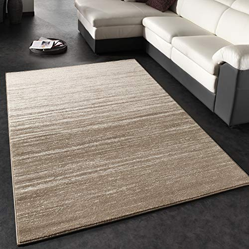 Paco Home Tapis Moderne à Carreaux Poils Courts Couleur Coulante Crème Beige, Dimension:120x170 cm