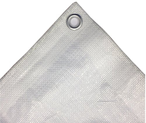 Bâche de protection 6 x 10 (60 m²), blanche, 180 g/m², en tissu, résistante aux UV, indéchirable, imperméable