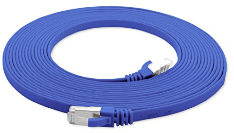 10m - CAT7 cable de red plano azul - 1 pieza 10 Gbit/s Cables de red Gigabit LAN piso flaco cable Patch compatible con compatible con CAT5 CAT6 CAT7 CAT8 Cat8 cinta Lan cable