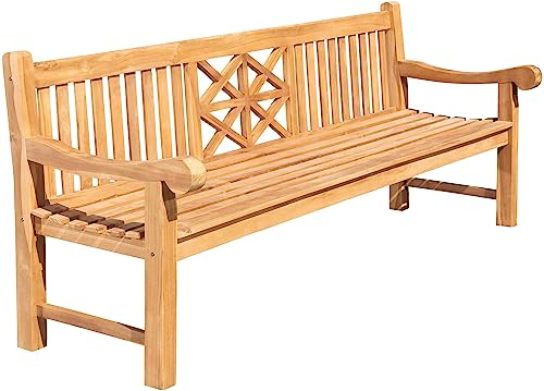 CLP Teak-Gartenbank Florida I Sitzbank Mit Ergonomischer Sitzfläche Aus Vollholz I Sitzhöhe: 44 cm, Farbe:Teak, Größe:240 cm