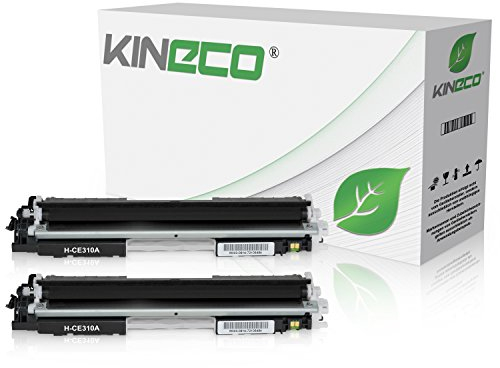 Kineco 2 Toner kompatibel mit HP CE310A 126A Laserjet Pro 100 Color MFP M175, Laserjet Pro M 275, Color Laserjet Pro CP1025nw, CP1028nw - Schwarz je 1.200 Seiten