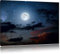 Pixxprint Leuchtender Mond am Nachthimmel, Größe: 100x70cm, Leinwandbild, fertig gespannt, Wandbild, Dekoration, Kunstdruck, kein Poster