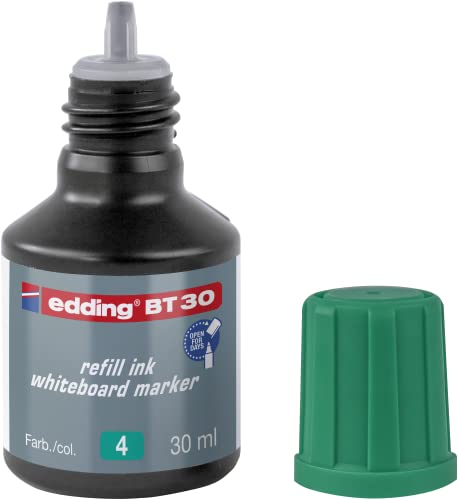edding BT 30 Nachfülltinte Whiteboardmarker - grün - 30 ml - mit Kappilarsystem, ideal zum sauberen und unkomplizierten Nachfüllen fast aller edding Whiteboardmarker
