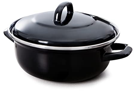BK Fortalit Induktionsgeeigneter 22cm/2L Dutch Oven Topf mit Deckel, Backofen- und Bratensicher bis 230C, spülmaschinenfest, PFAS-frei, Schwarz