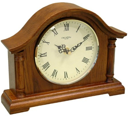 Broken Arch Walnut Mantel Clock with Roman Numerals
