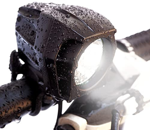 BRIGHT EYES Helios Fully Waterproof 1600 Lumen Rechargeable Mountain, Road Bike, MX Headlight, 6400mAh External Battery (Now 4+ Hours on Bright Beam) - Included: Free Diffuser Lens and Free Taillight