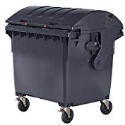 SSI skål stor sopbehållare i plast, enligt DIN EN 840 volym 1100 l, skyttäcke, barnsäkring antracit för utvändig avfallssamlare avfallstonnar stor sopbehållare av plast stor volymbehållare