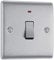 BG Electrical Single Wall Switch with LED Power Indicator, Double Pole, Raised and Slim Profile, Round Edges, Nexus Metal, Brushed Steel, 20A, NBS31