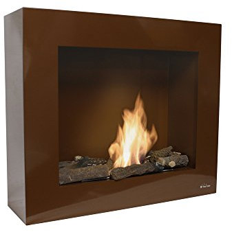 PUR LINE Chimenea de etanol para suelo o pared de color marrón con regulador de llama BESTBIO-M Purline