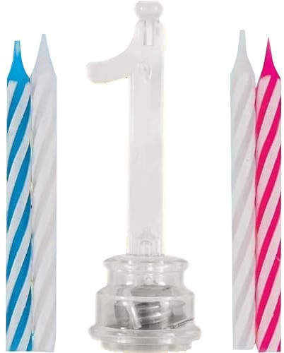 Unique Party 37531 - Colour Changing Flashing Number 1 Birthday Candle Holder with 4 Candles