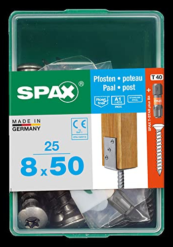 SPAX Schrauben, Frankreich, Pfosten Tftx A2 8 x 25 Box mit 50 mm