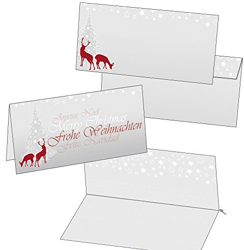 50 Klappkarten Weihnachtskarten rotWild mit Umschlag und Einlegeblättern Format DIN lang 2010