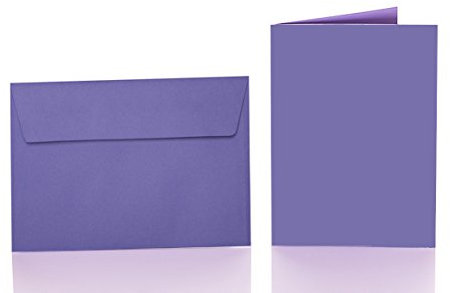 Paper24 25 Faltkarten blanko mit Umschlag 120x170 mm, Briefumschläge B6, Doppelkarten mit Umschlag sind ideal für Geburtstag in Lila