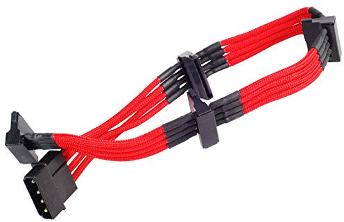SilverStone SST-PP07-BTSR - Netzteilverlängerungskabel 30cm Molex auf 4x SATA, rot