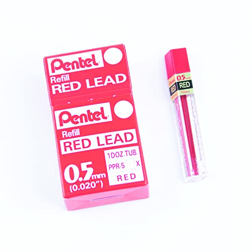 Pentel PPR Cases mit 12 rot Ersatzmine für Druckbleistifte 0,5 mm